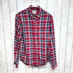 Old Navy Shirt Women Size Small Slim Fit Plaid Collared Long Sleeve Button Front